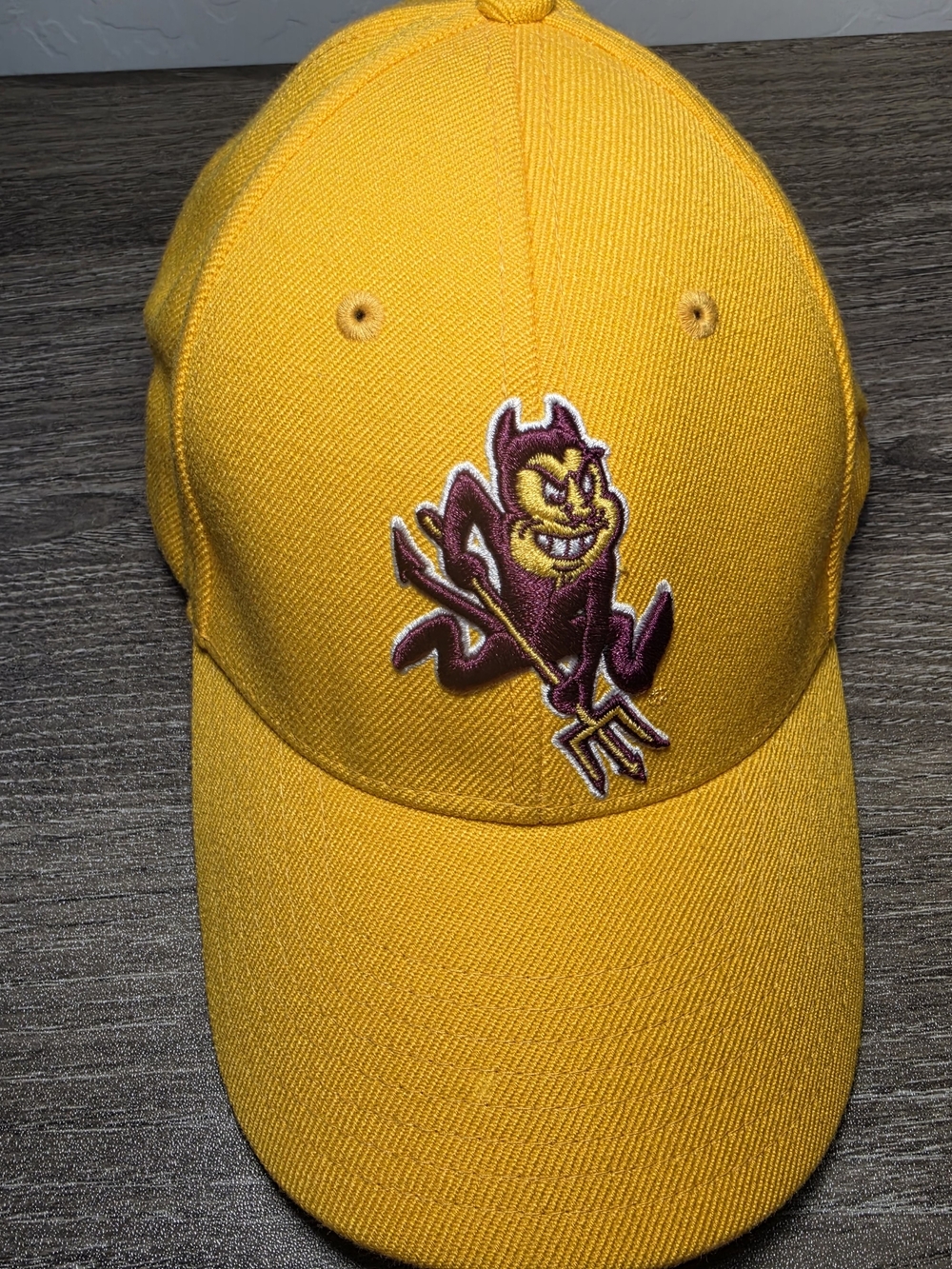 Nike ASU Yellow Baseball Cap with Maroon Devil Logo Unisex